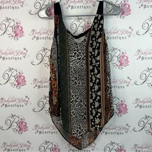 DR2 tank top asymmetrical hem cheetah print Black and Brown Patterned Camisole